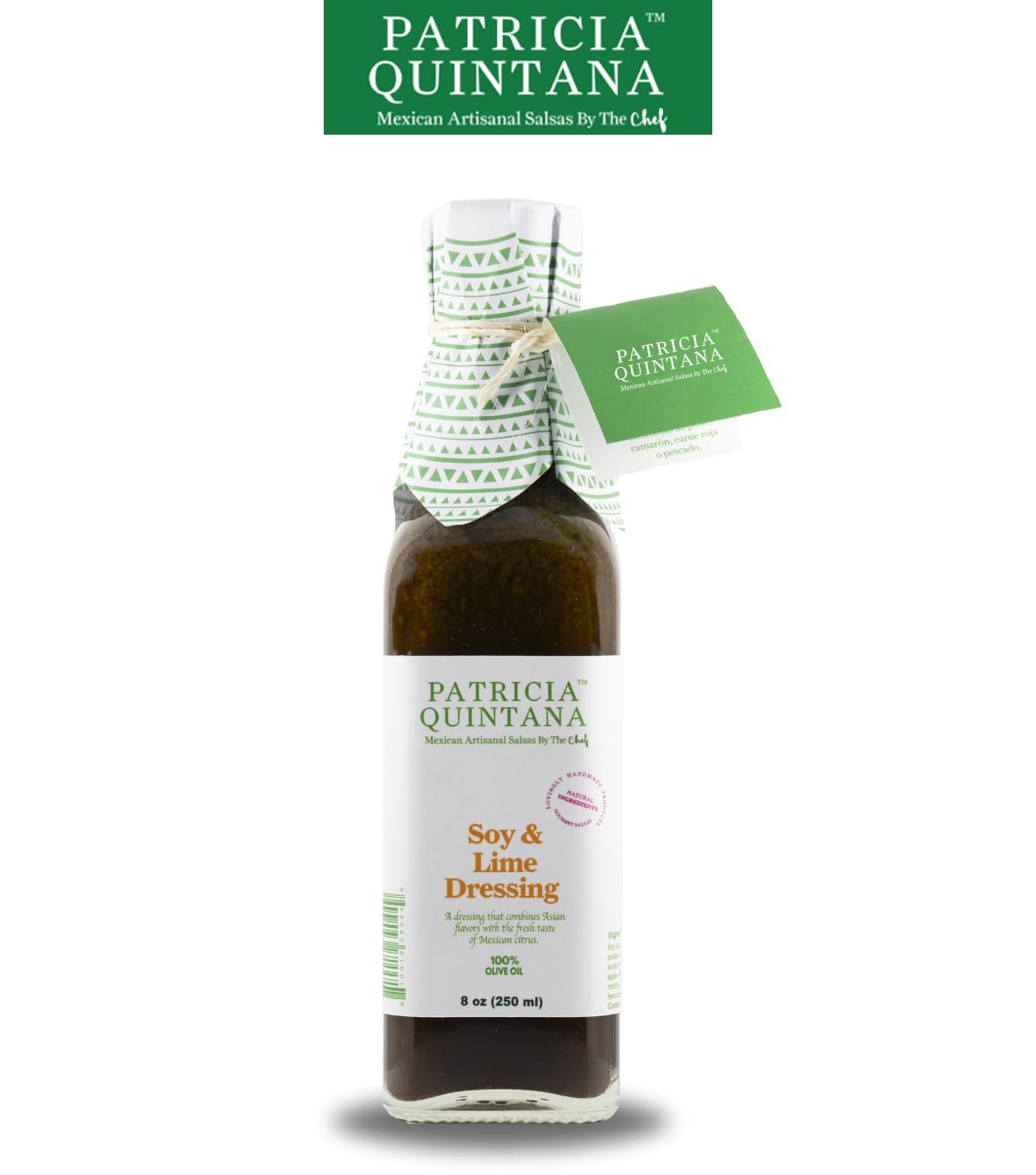 Patricia Quintana Soy & Lime Dressing ingredients close-up highlights avocado oil and limes.