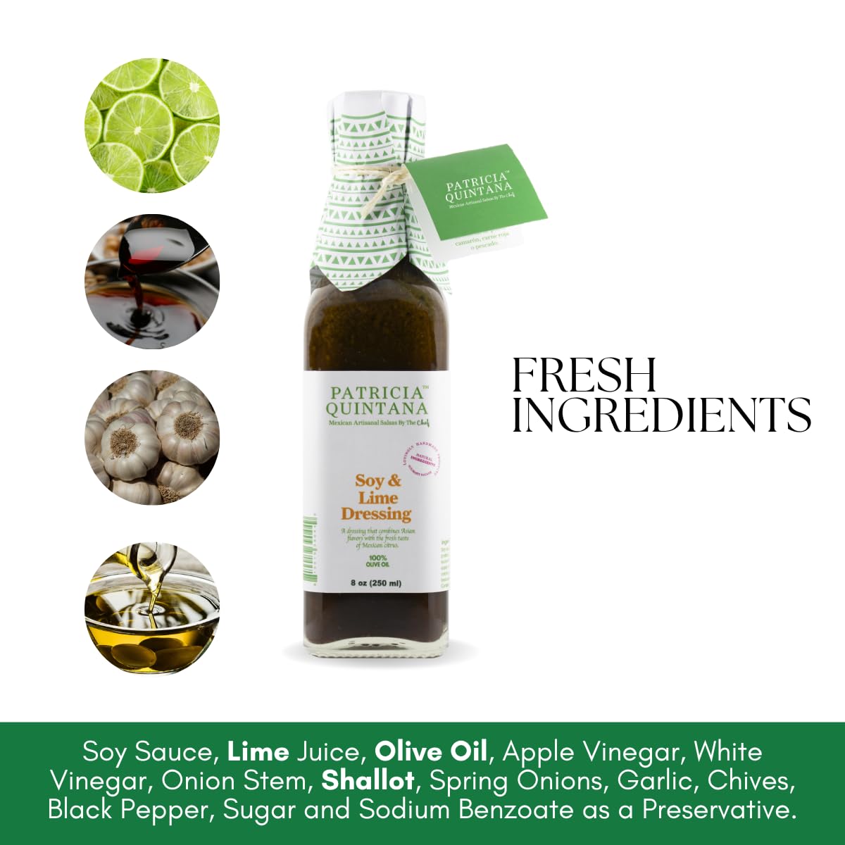 Patricia Quintana Soy & Lime Dressing salad-dress pour showcases versatile flavor.