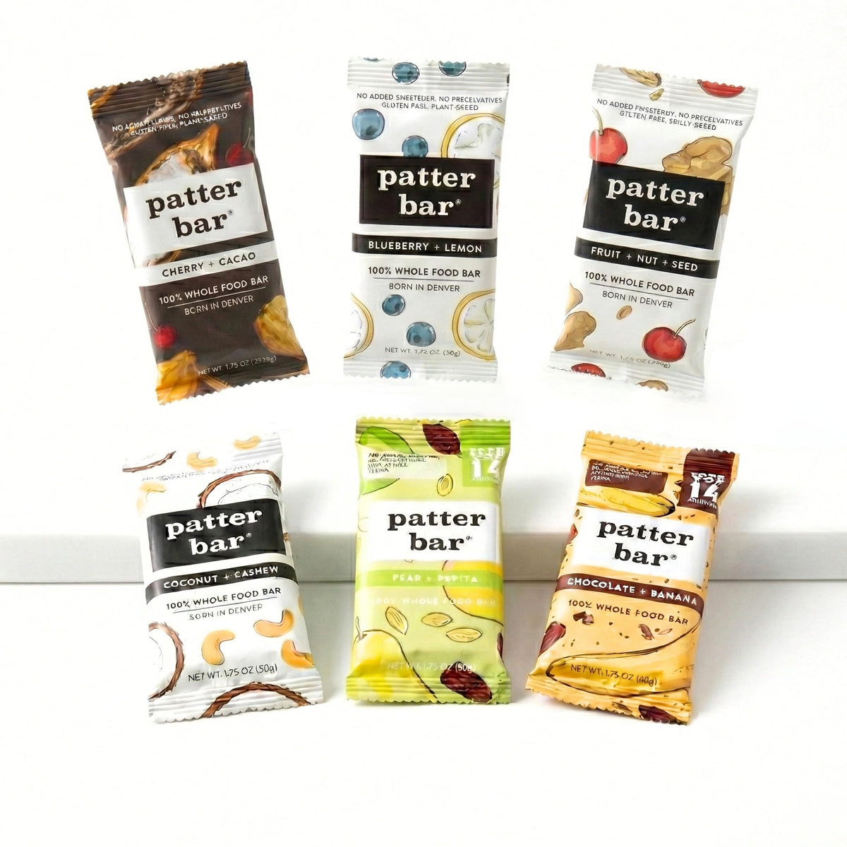 Patter Bar energy bar front packaging highlighting clean ingredients and whole foods