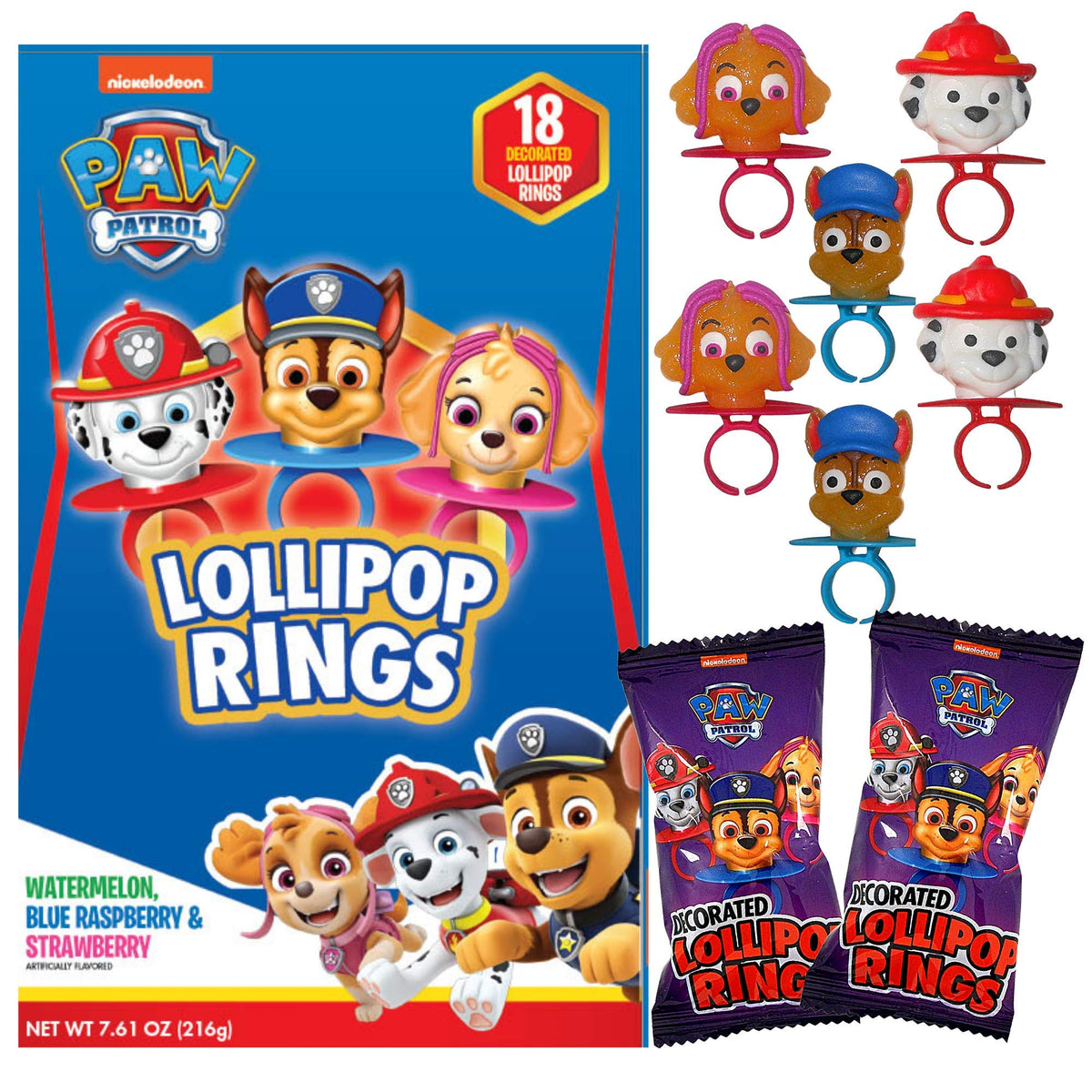 Paw Patrol Marshall Dalmatian decorated lollipop ring for classroom treats