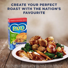 Paxo Sage and Onion Stuffing on a dinner table with roast.