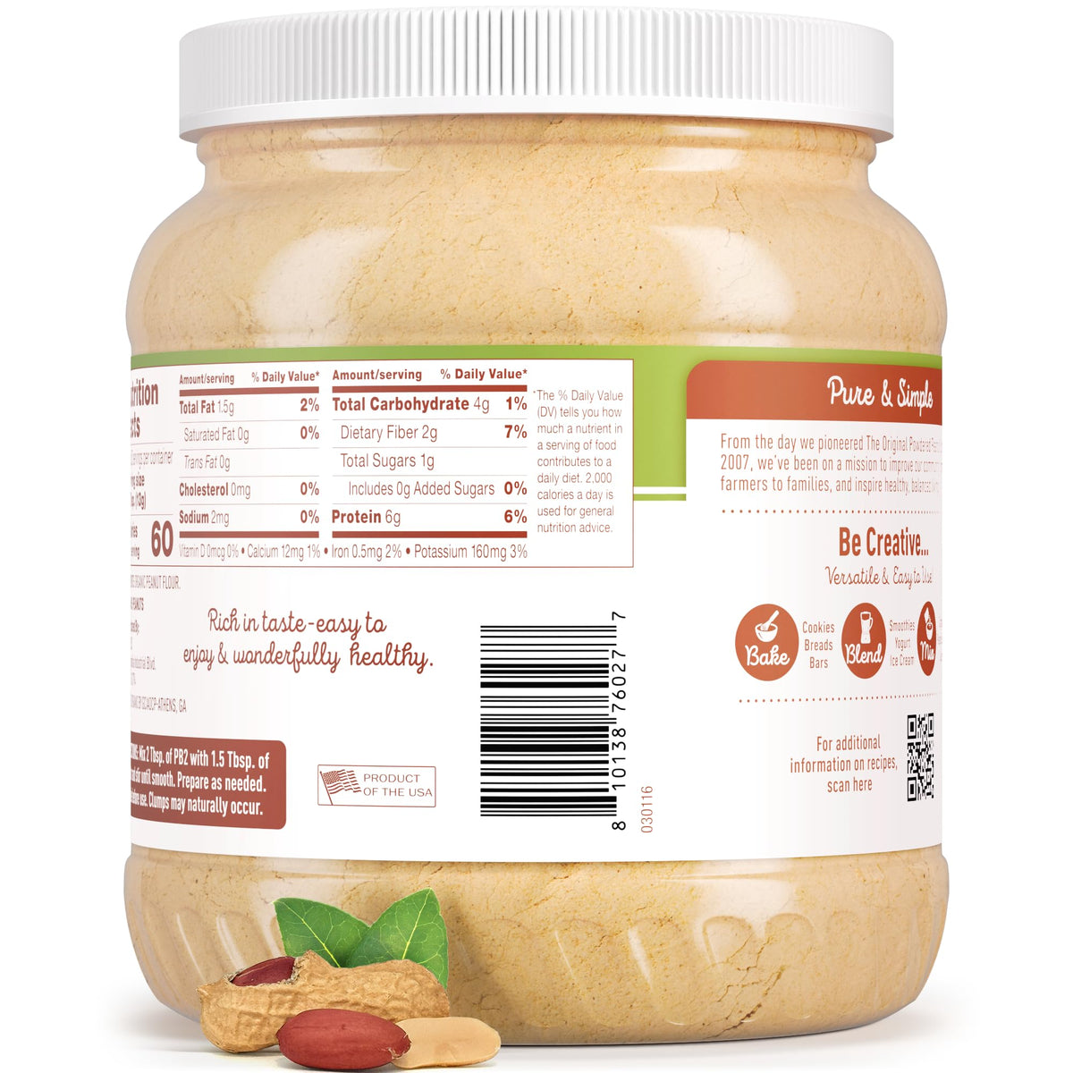 PB2 powder provides 6g protein per serving