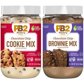 PB2 chocolate chip cookie mix jar ready to bake a protein-packed treat.