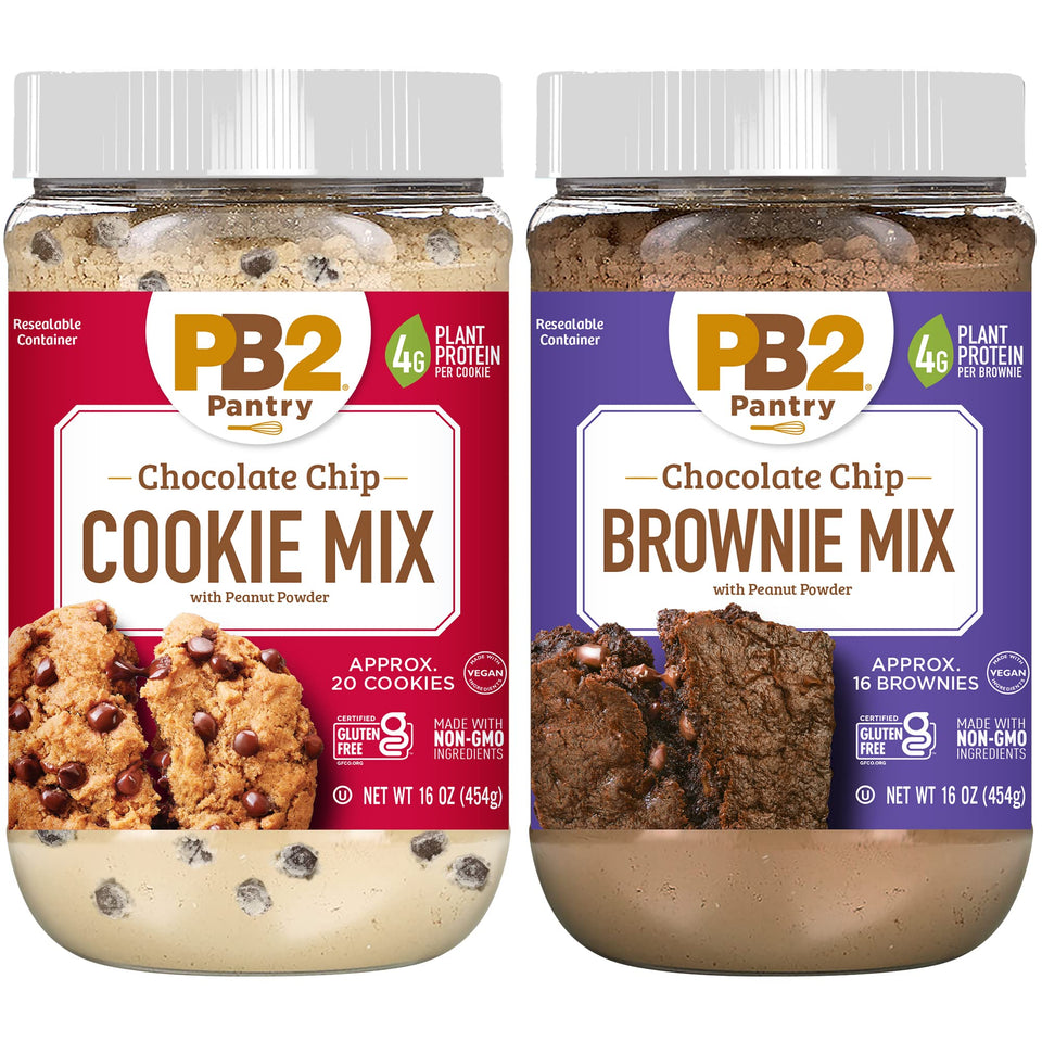 PB2 chocolate chip cookie mix jar ready to bake a protein-packed treat.