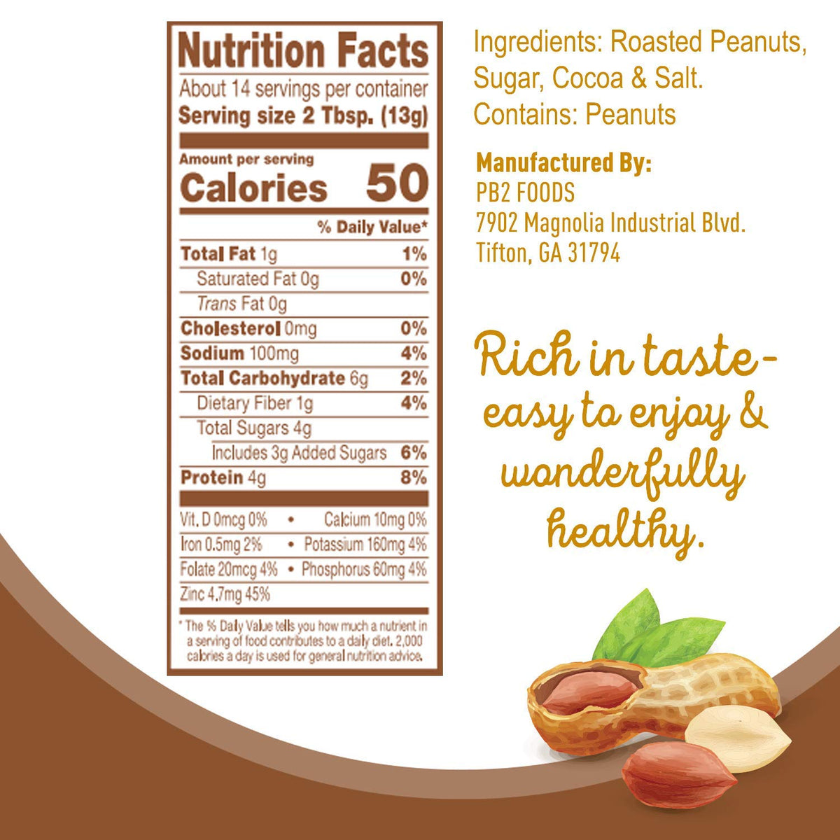 PB2 Cocoa powder scoop highlights easy portion control for protein-friendly treats.