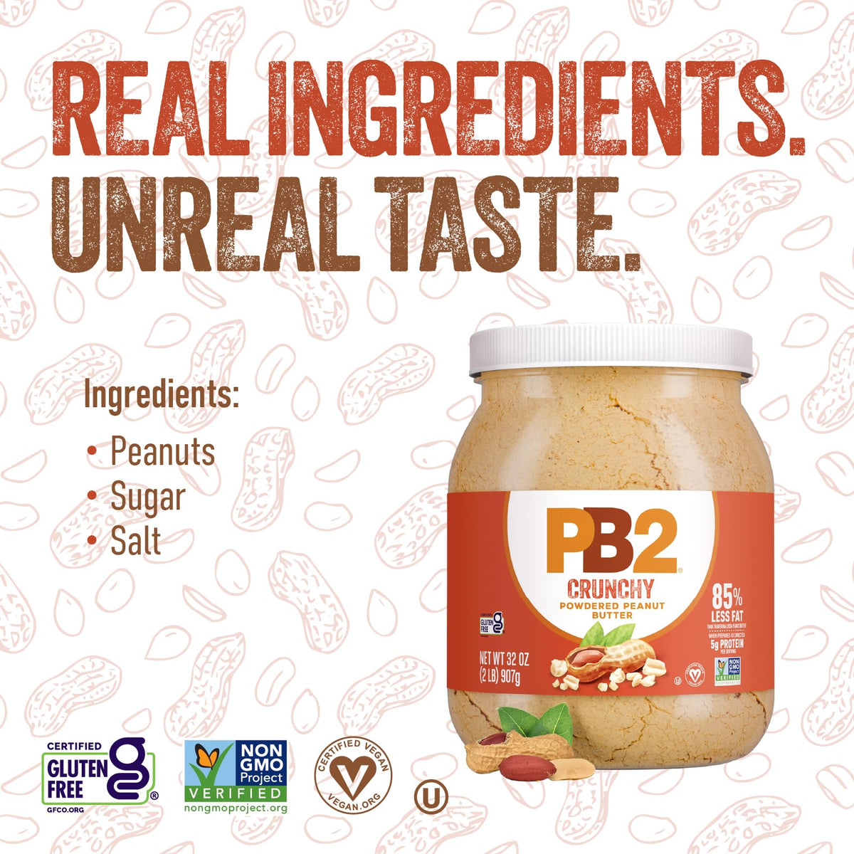 PB2 Crunchy Powdered Peanut Butter liquid-mix in glass shows rehydration flexibility.