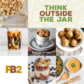 Close-up of roasted peanuts and PB2 powder ingredients.