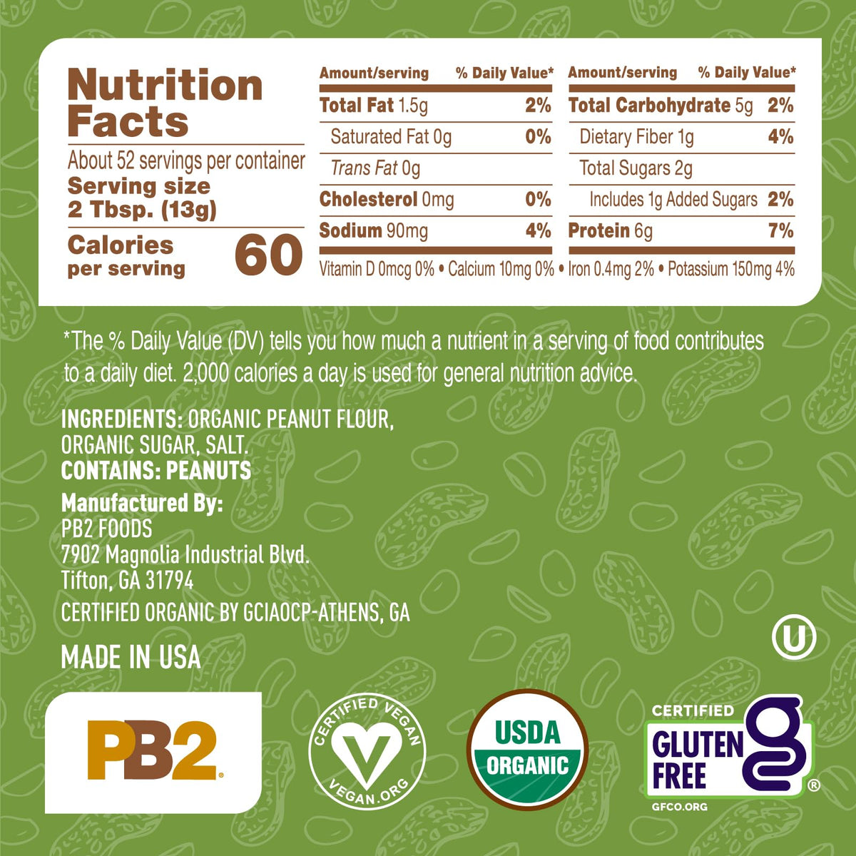 PB2 jar with resealable cap preserves freshness.