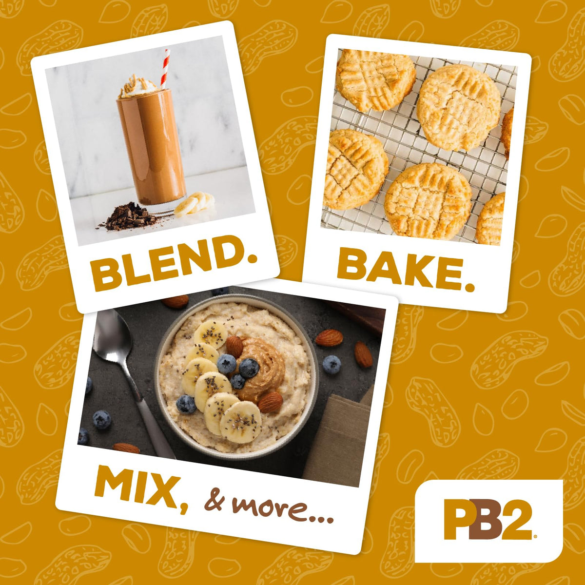 PB2 original powdered peanut butter container label highlights fat and calorie savings