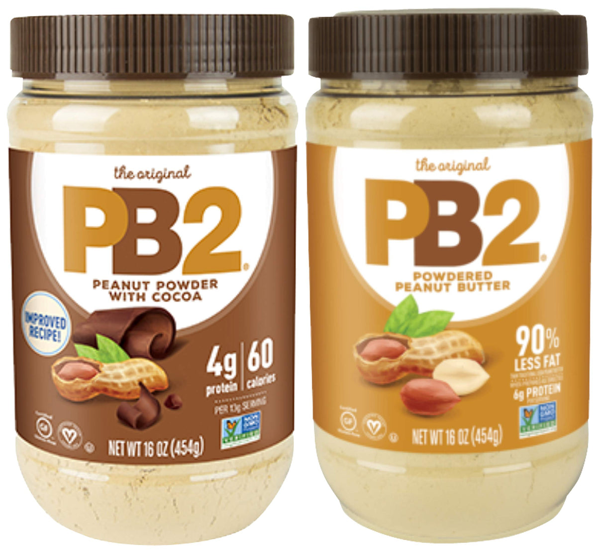 PB2 Original powdered peanut butter jar 16oz, smooth texture for easy, low-fat spreading.