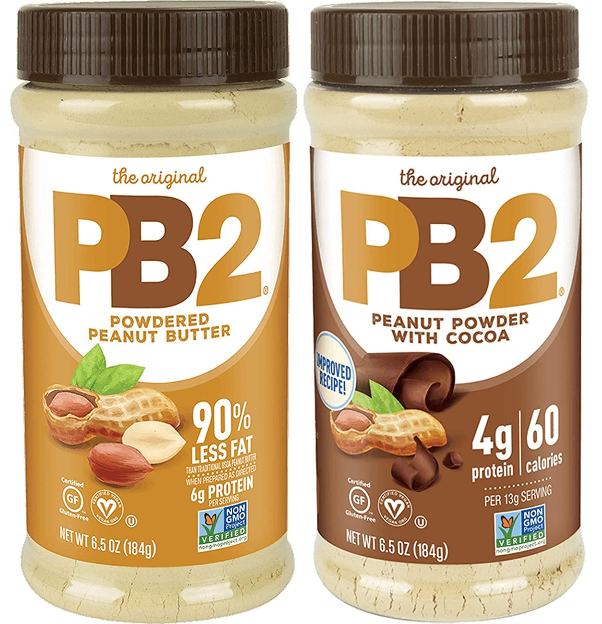 PB2 Original Powdered Peanut Butter jar on shelf, ready for shakes