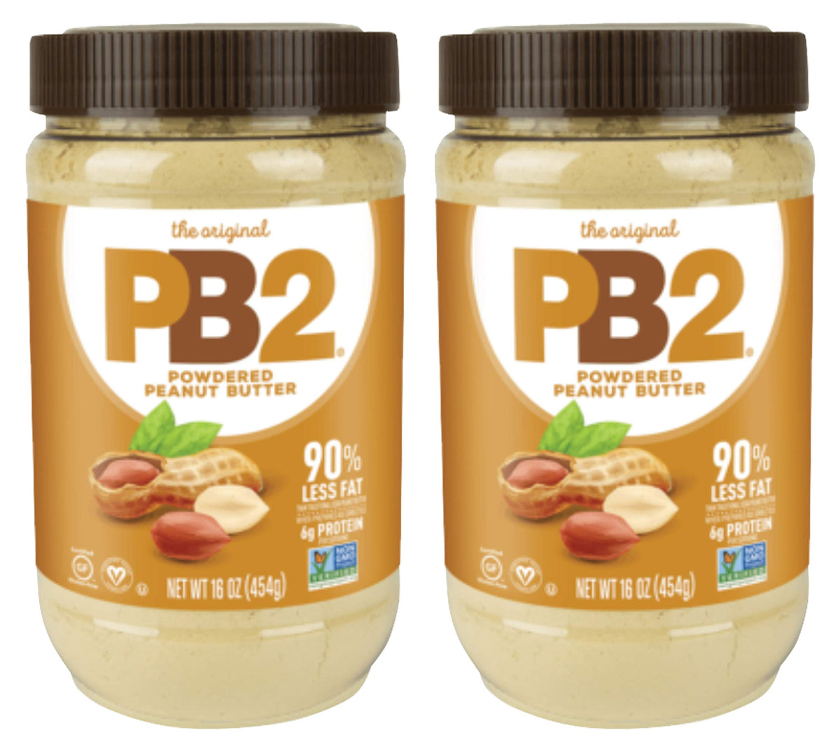 PB2 powdered peanut butter two-pack front view for convenient snacking.