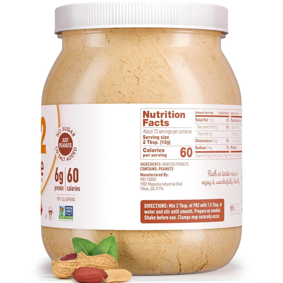 PB2 label front on the 2 lb jar.