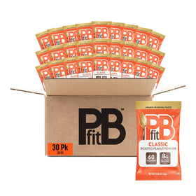 PBfit Classic packet box front shows convenient on-the-go protein option.