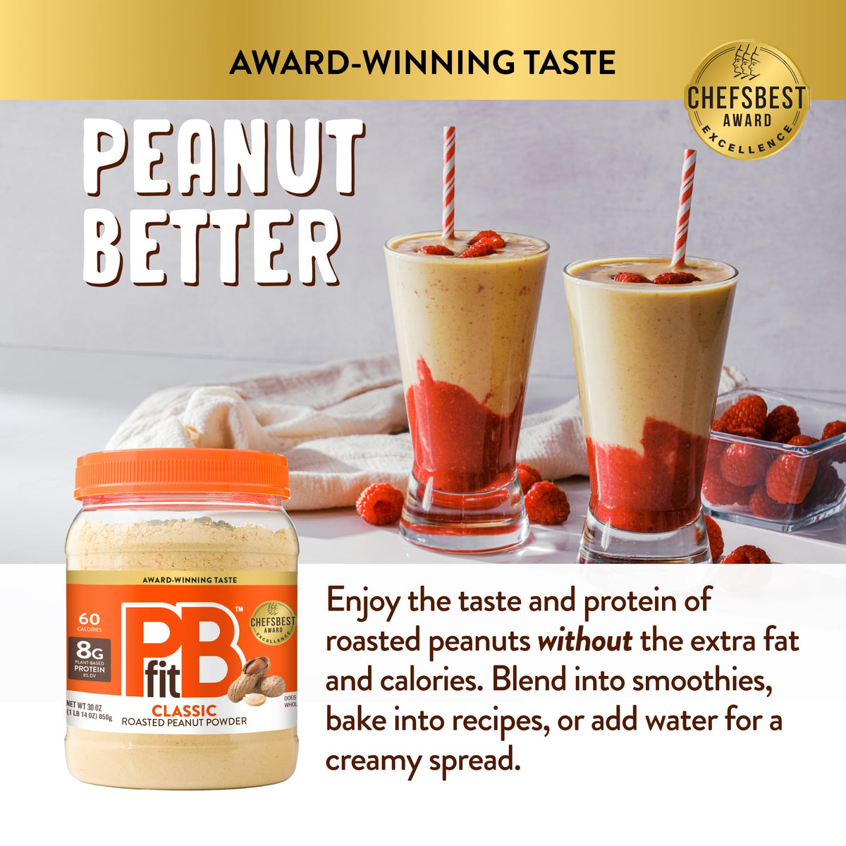 PBfit powder being mixed with water to reconstitute a smooth spread.