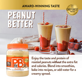 PBfit powder being mixed with water to reconstitute a smooth spread.