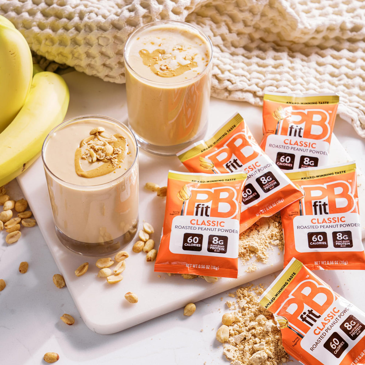 PBfit Classic per-packet protein boost for snacks and meals.