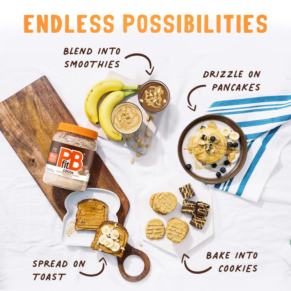 PBfit Cocoa Peanut Butter Powder as a dip with fruit for a guilt-free snack