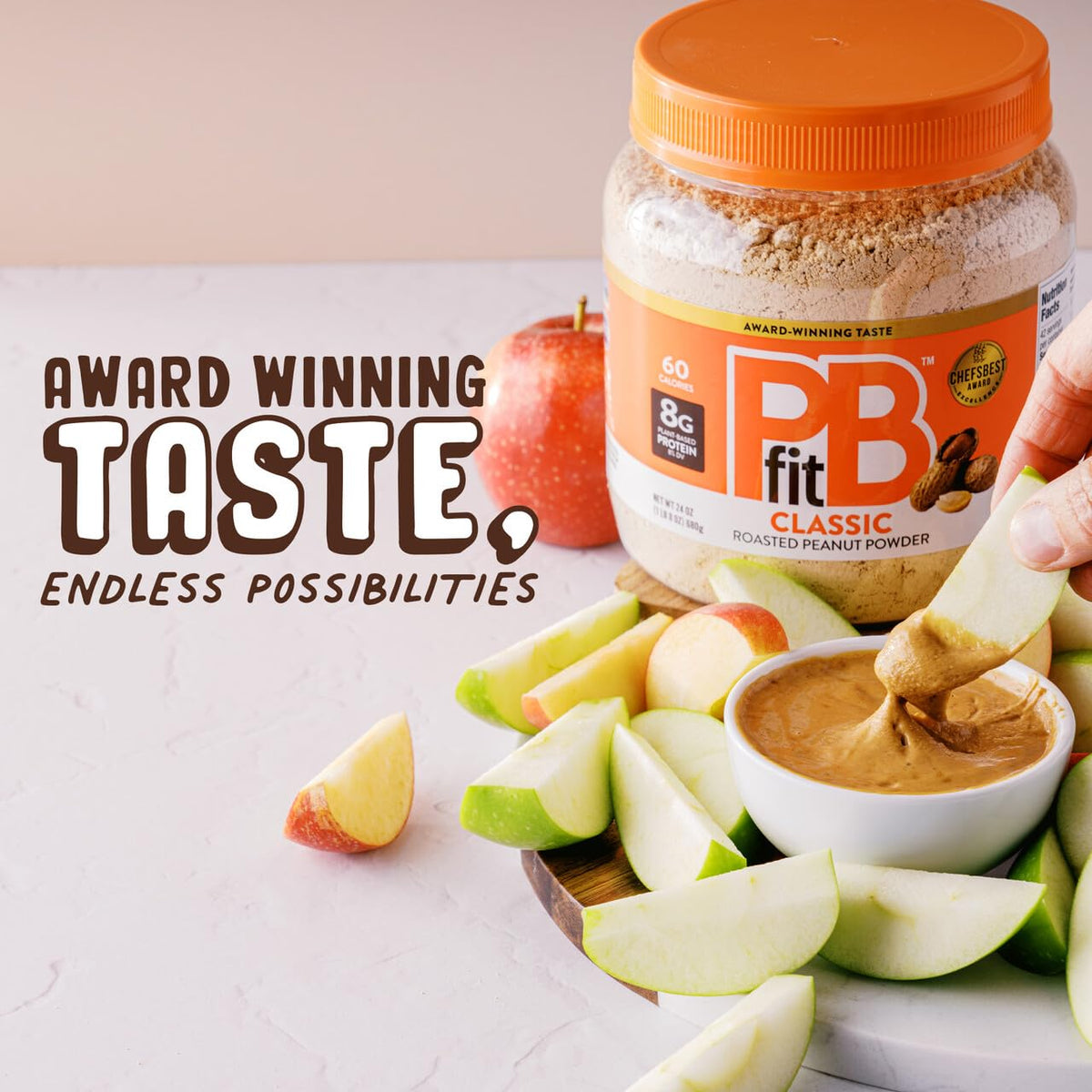 PBfit image highlights gluten-free and non-GMO ingredients for vegan-friendly use.