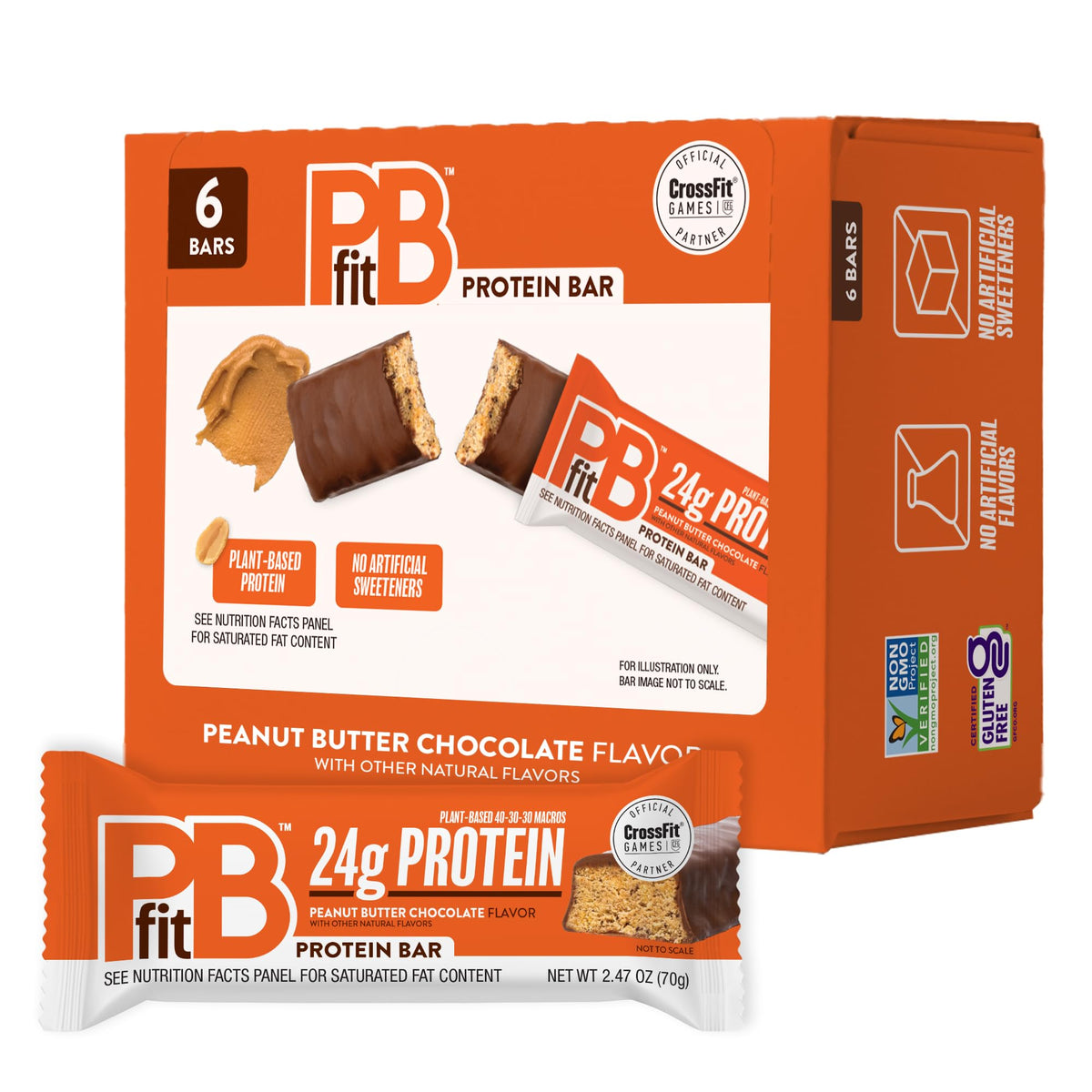 PBfit Peanut Butter Chocolate Bar front view; convenient on-the-go protein snack