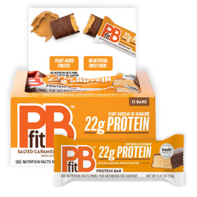 PBfit Salted Caramel Peanut Butter Protein Bar in package for on-the-go energy