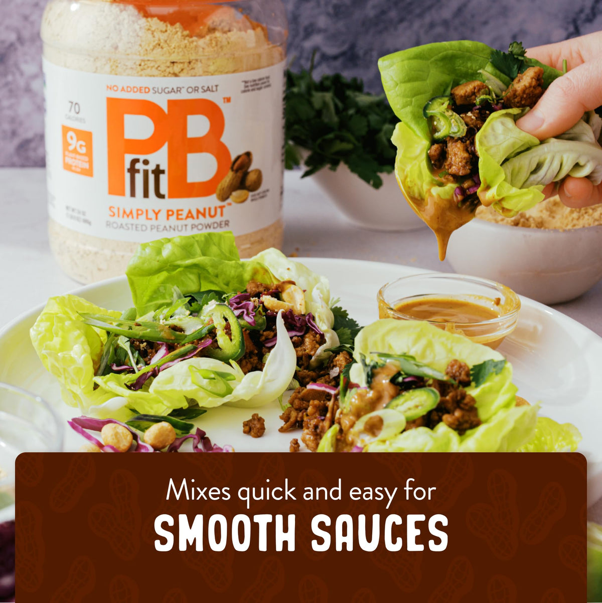 PBfit Simply Peanut Powder stirred into keto oatmeal for a nutty boost.