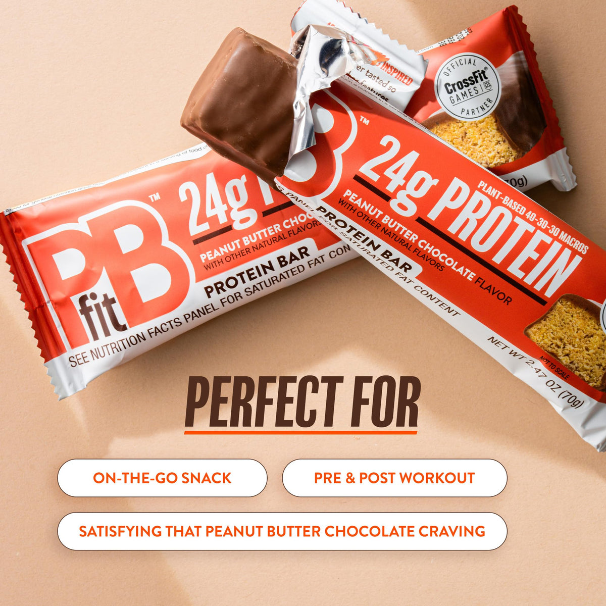 Vegan, gluten-free PBfit bar ingredients visible on label for dietary clarity.