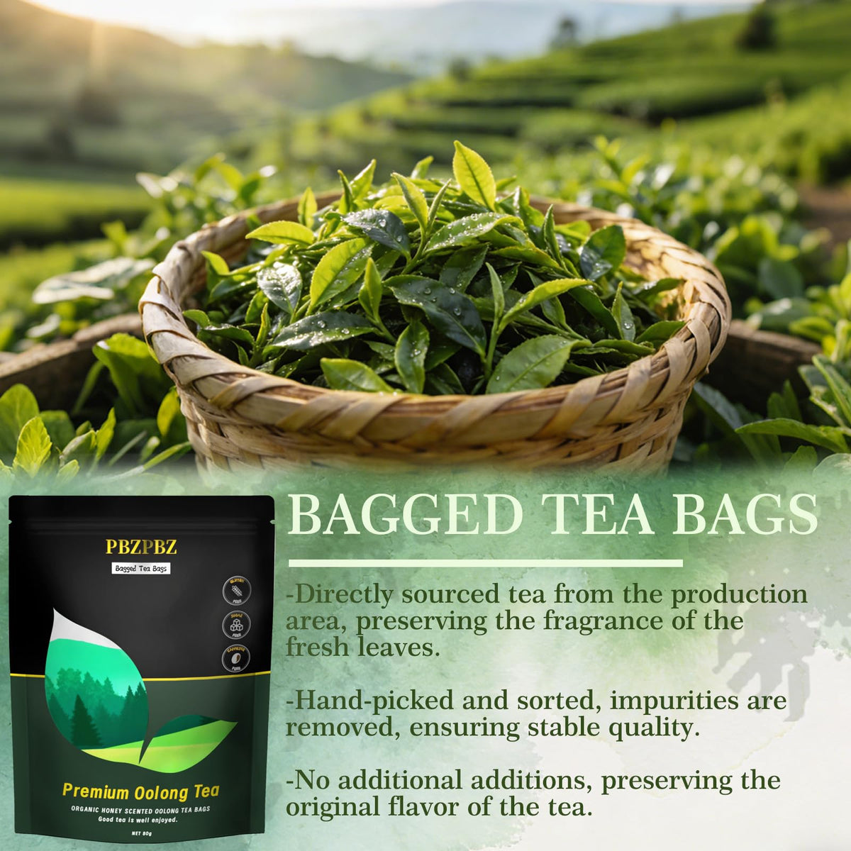 PBZPBZ oolong tea bags organic and vegan, non-GMO for everyday wellness