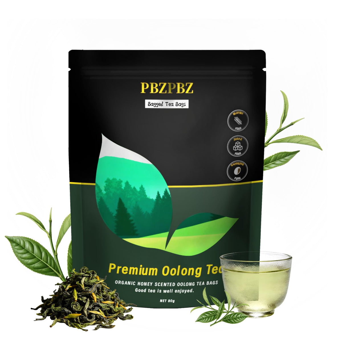 PBZPBZ oolong whole leaf tea bags in a mountain garden deliver rich flavor