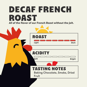 Peace Coffee Decaf French Roast coffee beans ready to grind for a bold cup