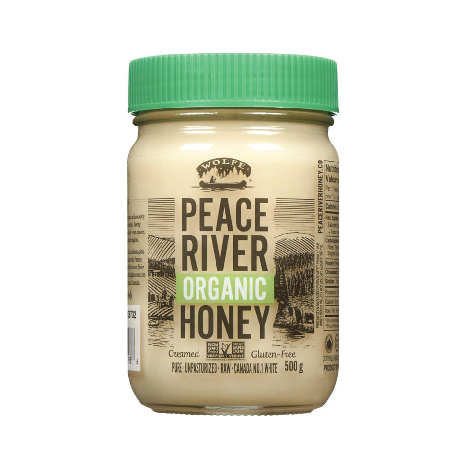Peace River Whipped Honey jar shows creamy texture ideal for spreading.