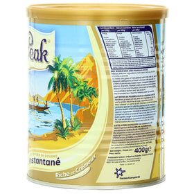 Peak Instant Full-Cream Milk Powder dissolves instantly in water for quick drinks
