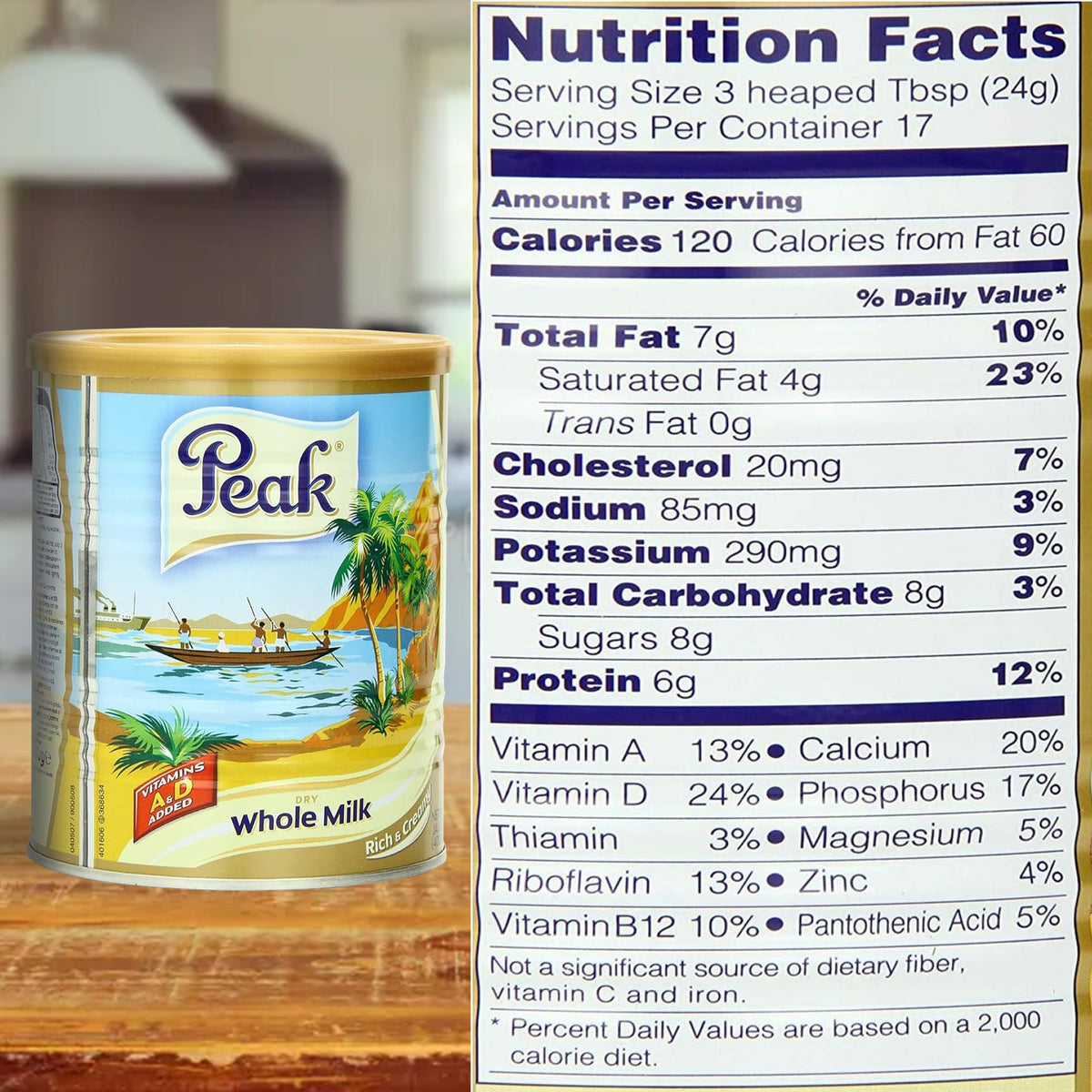 Peak milk powder served in a glass shows rich taste and easy preparation