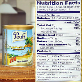 Peak milk powder served in a glass shows rich taste and easy preparation
