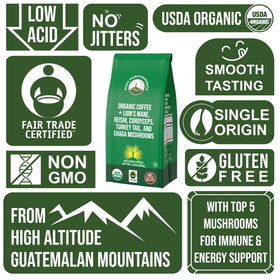 Close-up of Peak Performance USDA Organic label on coffee bag
