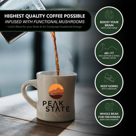 Peak State Brain Sustain organic sourcing label emphasizes ethical farming.