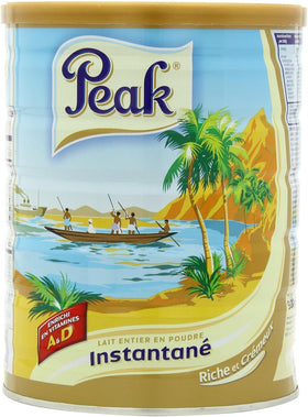 Peak Whole Milk Powder can front view showcasing premium Dutch milk flavor.