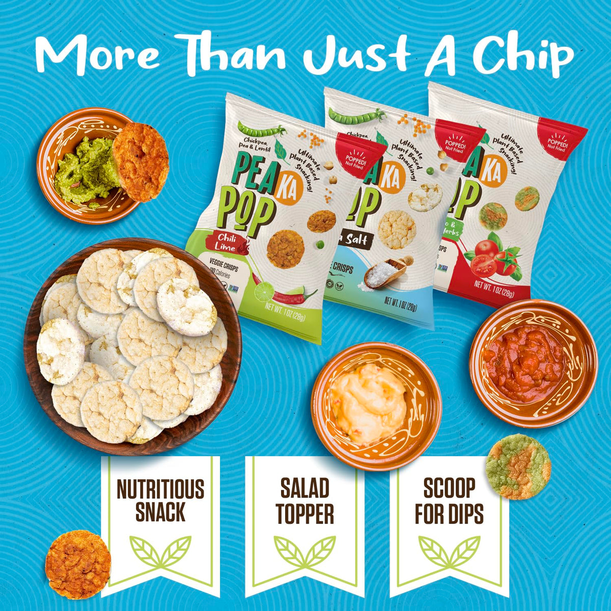 PEAKAPOP High-protein snack 1oz bag—plant-based fuel between activities.