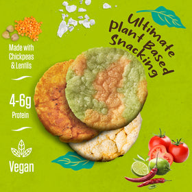 PEAKAPOP Veggie Chips Chili Lime 1oz bag—bold flavor with protein boost.