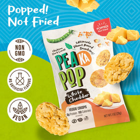 PeaKaPop Veggie Chips variety pack arrangement shows flavors