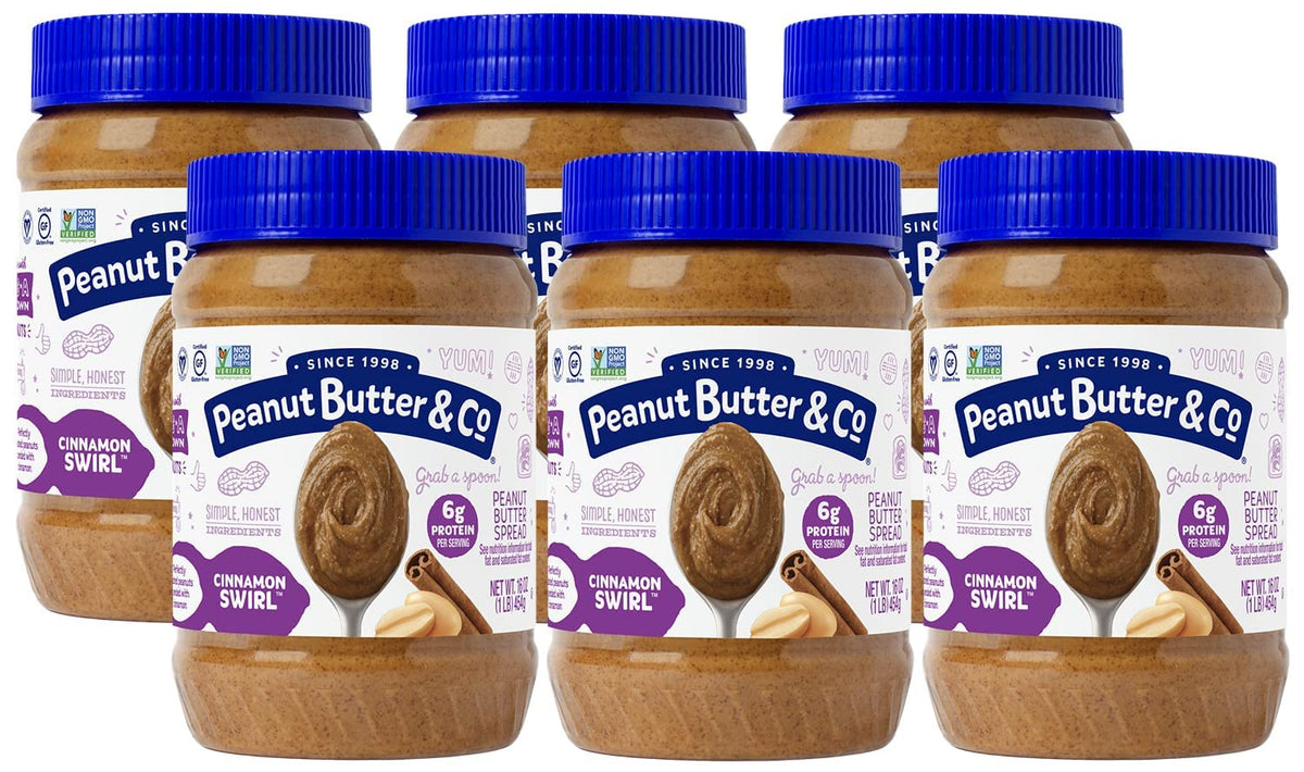 Peanut Butter & Co. Cinnamon Swirl jar shows creamy texture and cinnamon aroma.