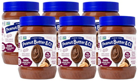Peanut Butter & Co. Dark Chocolatey Dreams jar with 6g protein per serving.