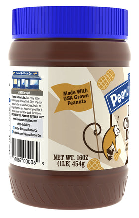 Scooping Peanut Butter & Co. Dark Chocolatey Dreams from the jar for a snack.