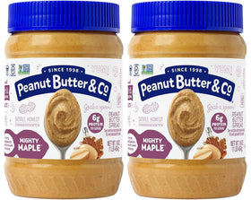 Peanut Butter & Co Mighty Maple two-pack jars for quick breakfasts.