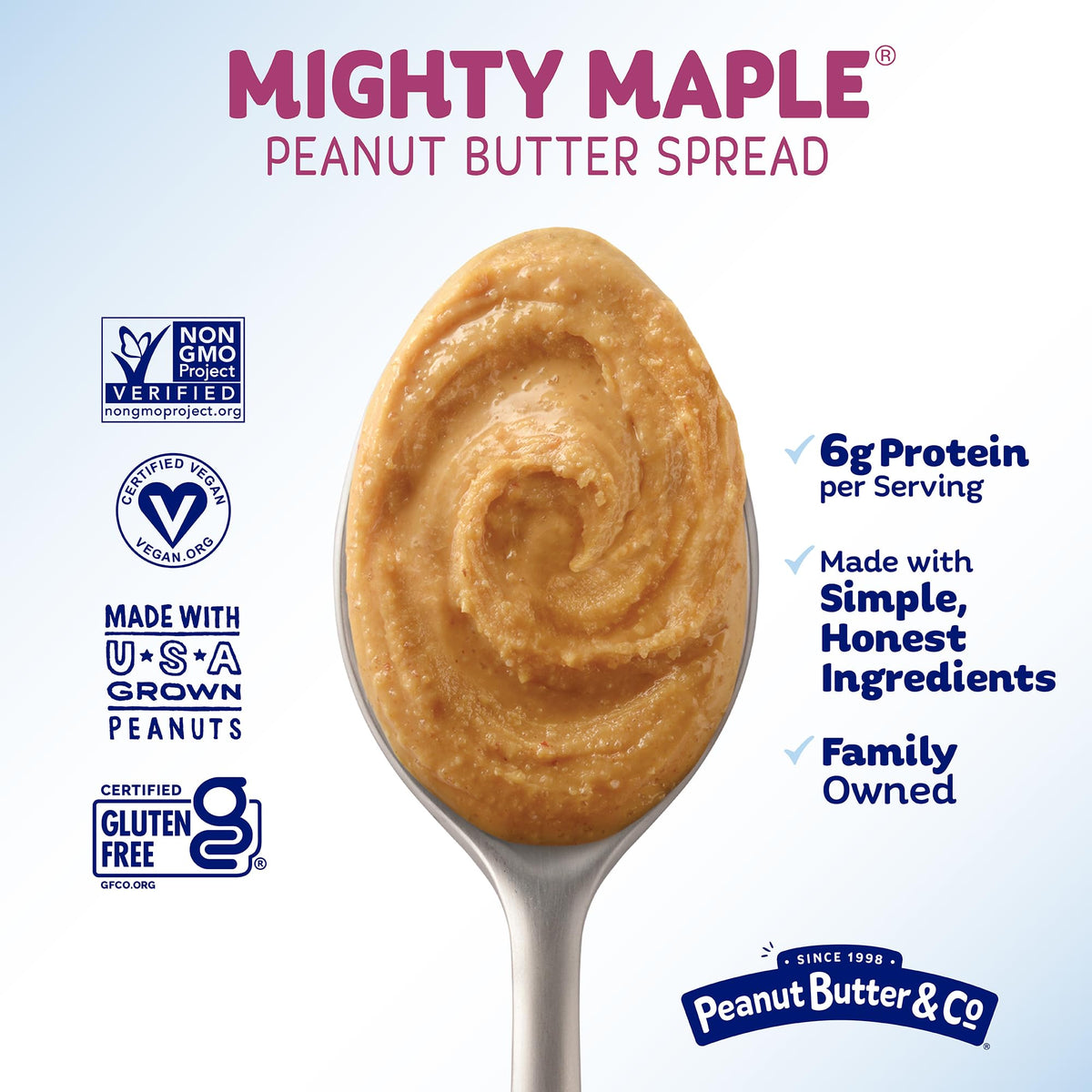 Open Mighty Maple jar ready for easy spreading.