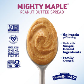 Open Mighty Maple jar ready for easy spreading.