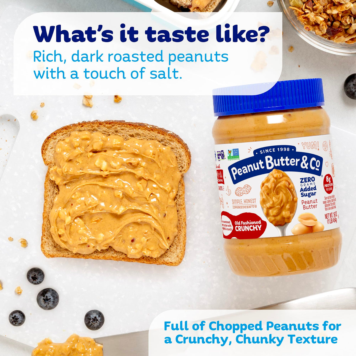 Spoonful of Old Fashioned Crunchy ready to enjoy for a quick protein boost