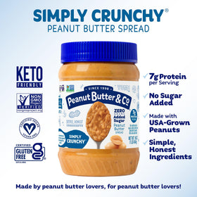 Ingredients panel emphasizes simple, USA-grown peanuts with no additives.