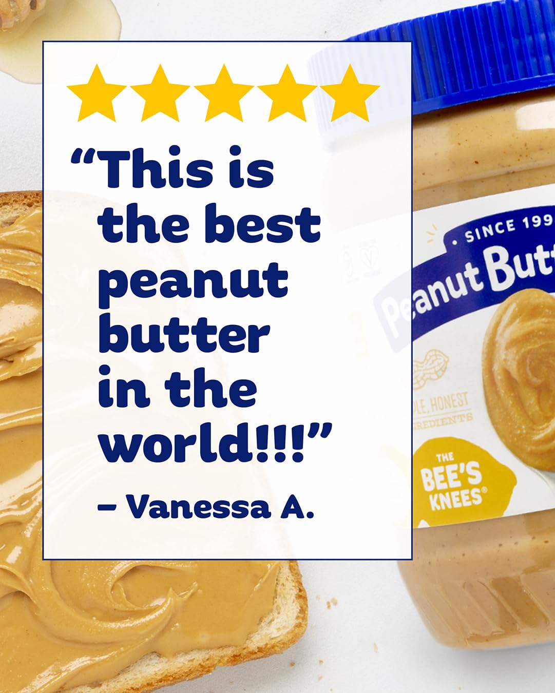 Peanut Butter & Co. The Bee’s Knees six-pack provides pantry-friendly jars for family snacks.