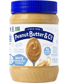 Peanut Butter & Co White Chocolate Wonderful jar front showing creamy indulgence for snacking